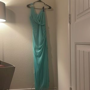 S (5) Blondie Nights turquoise one strap women’s dress 100% polyester